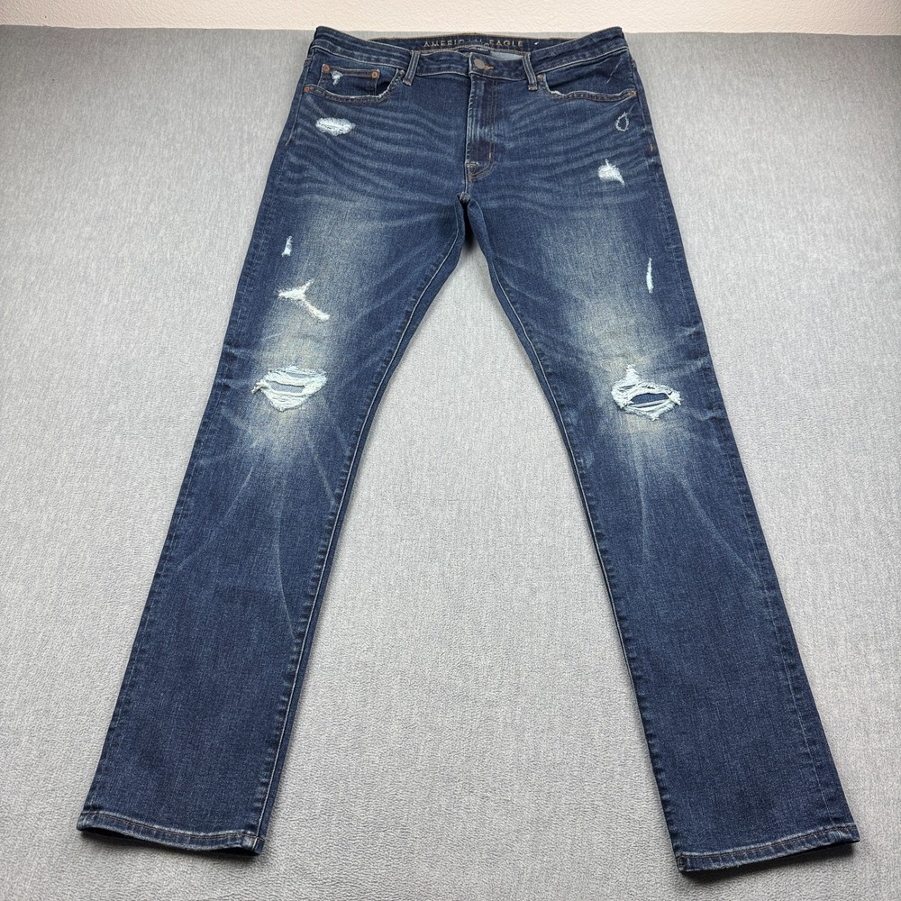 American Eagle Jeans Men 38x34 Blue Next Level AirFlex Slim Straight Denim Pants